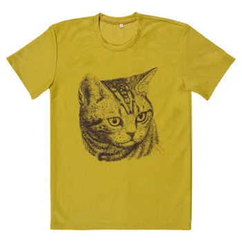 Футболка з принтом Кіт м.535 гірчична віскоза ТМ Ярослав